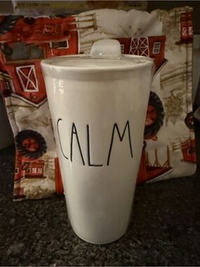 CALM White Ceramic Travel Mug with Lid